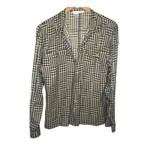 Vintage 80s Augustus Blouse black white pattern